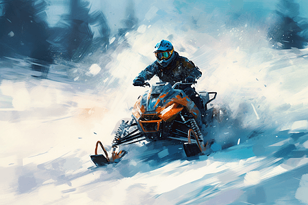 雪地赛车雪地摩托人在冰雪中背景