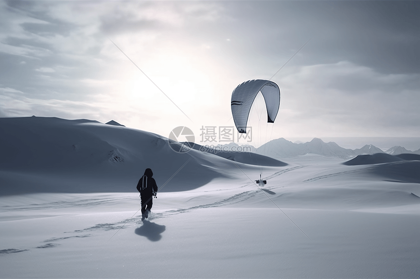 雪地滑翔伞图片