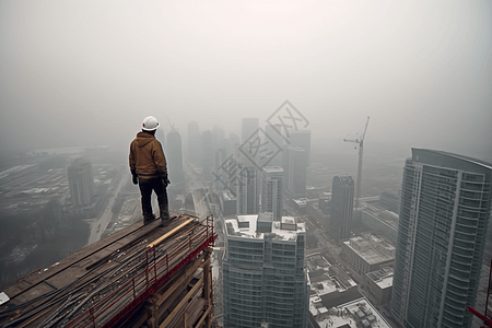 高空中的建筑工人背景图片