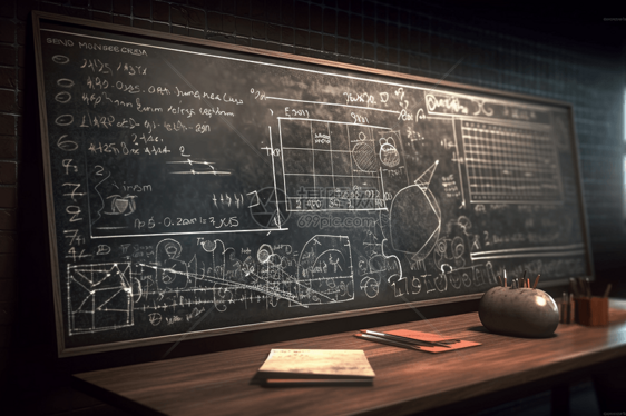 写满方程式的黑板图片