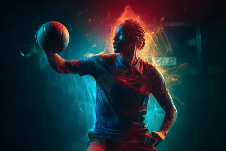 彩色的篮球运动员背景图片