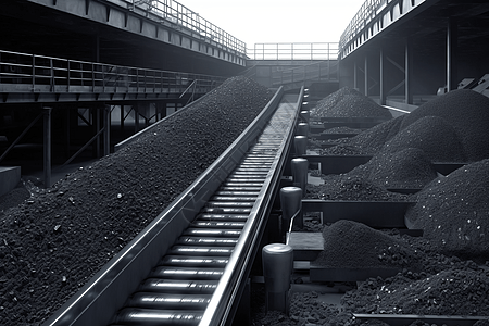 煤炭传送带输送带挖煤高清图片