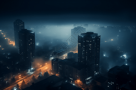 雾蒙蒙的城市图片