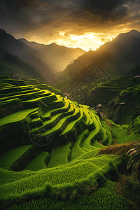 风景如画的稻田地图片