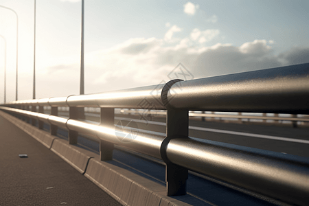 桥护栏太阳下的高速公路护栏背景