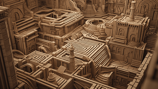 三维复杂的迷宫背景图片