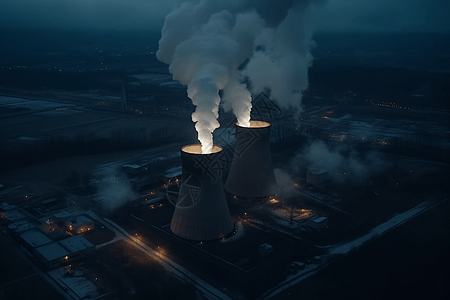夜晚的燃煤电厂图片