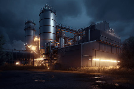 夜晚的气化工厂图片