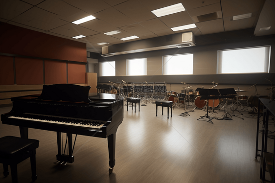 学校音乐教室里的钢琴图片