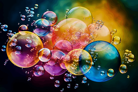 多彩透明肥皂泡泡背景图片