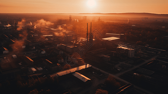 落日时的城市工业园图片