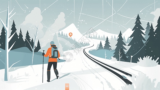安装在越野滑雪上的GPS设备图片