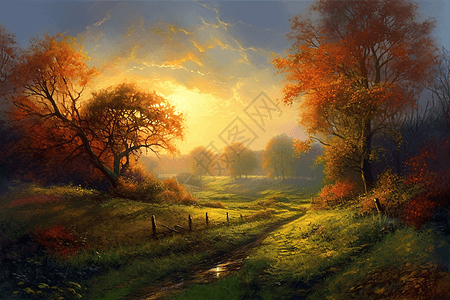 秋天的乡村风景图片