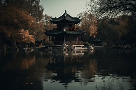 宁静庙宇风景图片