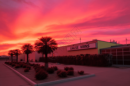 彩色日落下的厂区图片