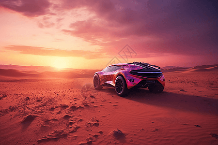 未来派汽车穿越沙漠3D设计图图片