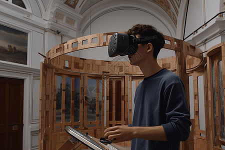 一个年轻男人戴着VR眼镜图片