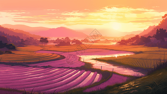野外的水稻田图片