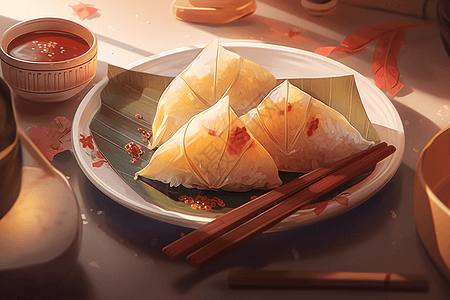 美味粽子插画图片