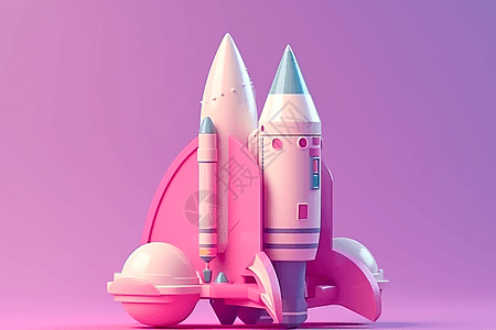 粉色的3D火箭图片