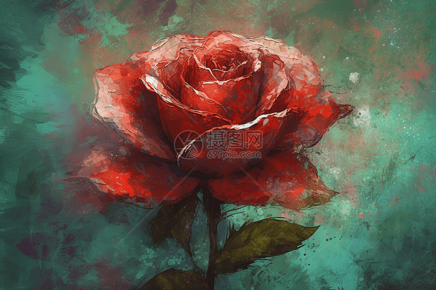 当代艺术风格的红玫瑰图片