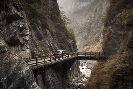 汽车在桥上行驶图图片