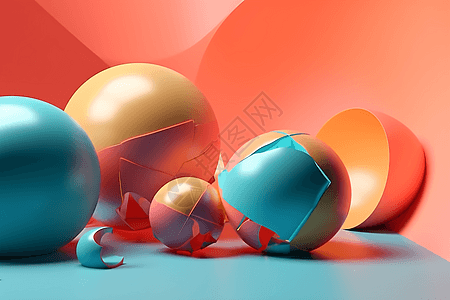 彩色球和丝带彩色抽象背景设计图片