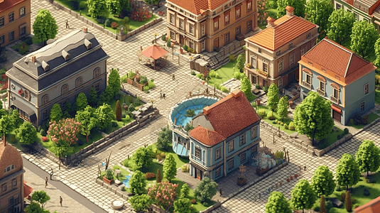 一个小镇广场图片