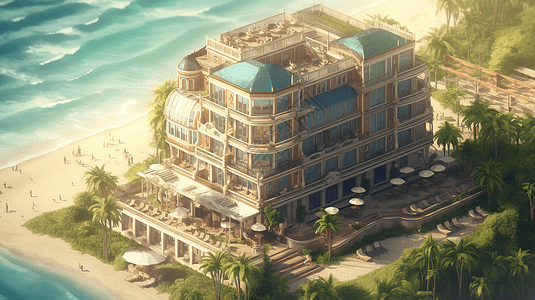 美丽的海景酒店背景图片