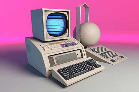 3d复古电脑渲染模型图片