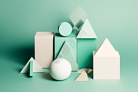 几何模型3d绿色背景图片