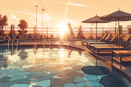 酒店泳池平面插图图片