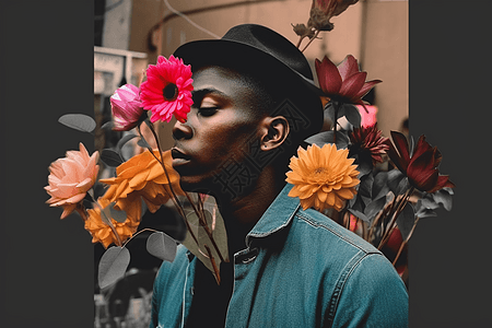 花与黑人图片