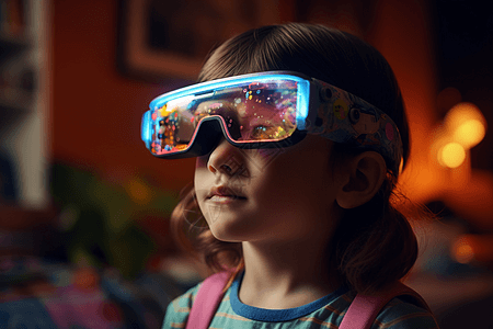 带眼镜的孩子带AR眼镜探索世界的儿童背景