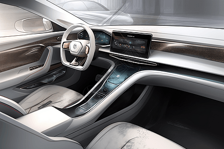 新能源汽车驾驶室仪表板的内部视图图片