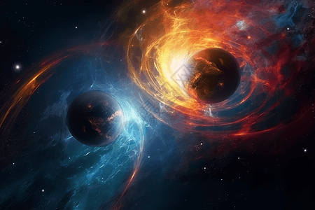 两个天体在太空中碰撞图片