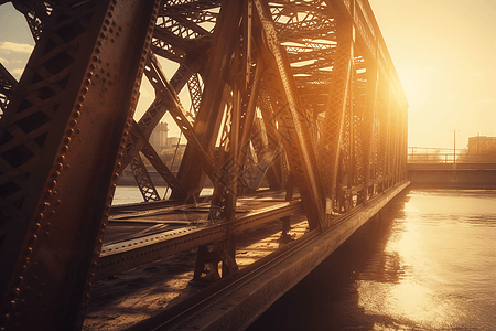 钢桥复古滤镜图图片