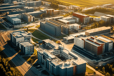 工业园鸟瞰图现代建筑鸟瞰图背景