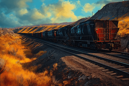 煤炭火车景观场景图片