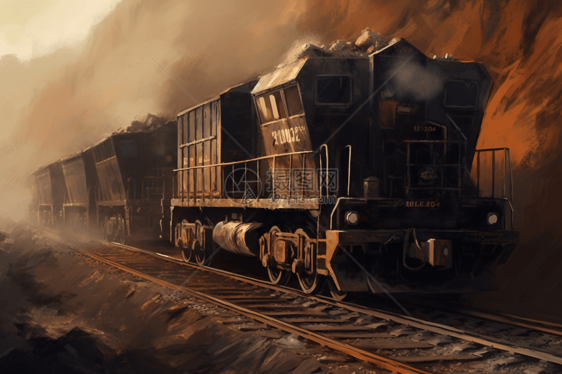 煤炭运输插画图片