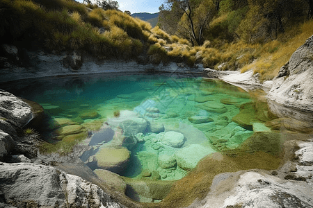 蓝色的清楚湖水图片