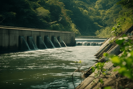 微型景观微型水力发电厂背景