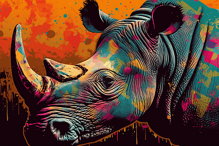 彩色大胆的犀牛背景图片