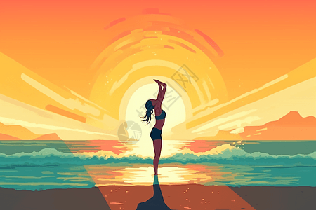 海边的健康瑜伽图片