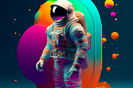 宇航员套装彩色背景图片