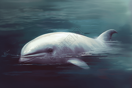 大海波浪在水面游玩的白鲸背景