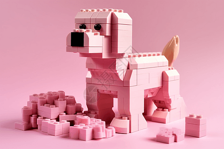 粉色的小狗积木图片