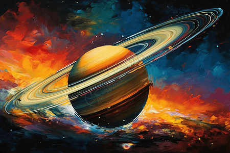 彩色油画宇宙星球图片