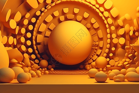 创意结构黄色悬浮球背景图片