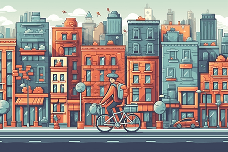在城市骑自行车的男生图片